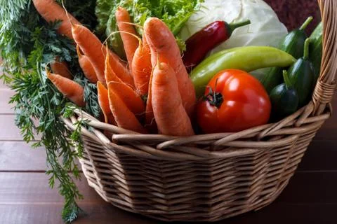 Basket with vegetables Stock Photos