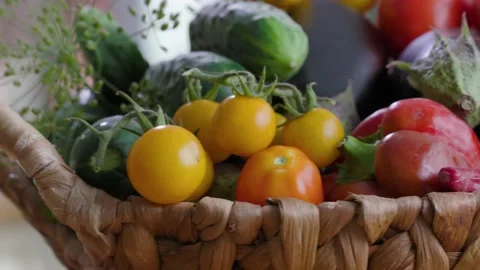 Basket Of Vegetables Is On the Table In Kitchen Stock Footage 157994212