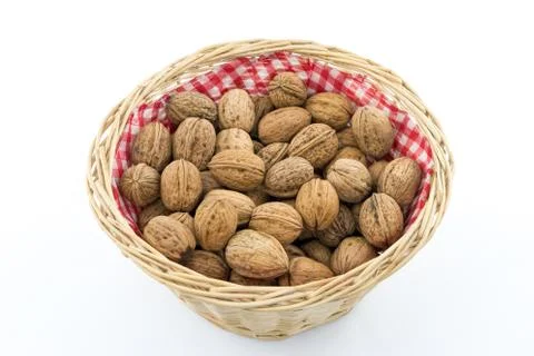 Basket with Walnuts 스톡 사진