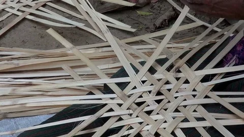 Basket Weaving Lady Stock Footage 69713889