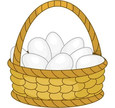 Basket with white eggs Stock Illustration