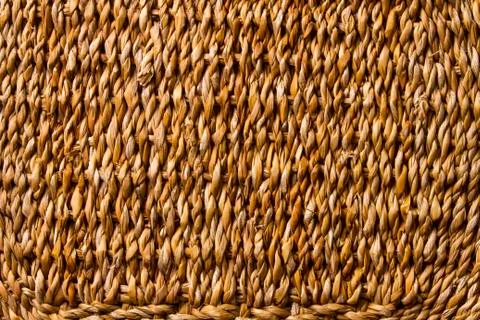 Basket wicker braid weave texture, straw reed macro background Stock Photos