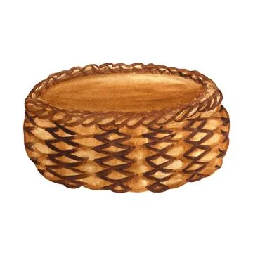 Basket. Wicker brown basket made of natural material - vines on a white Stock Illustration