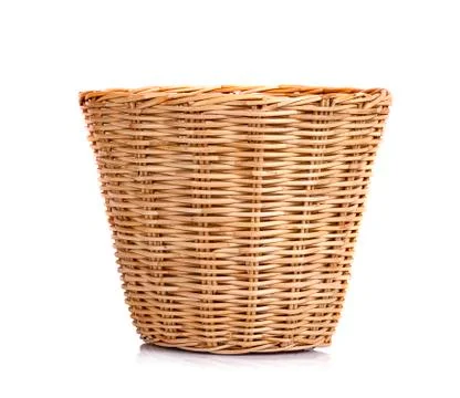 Basket wicker on isolated white background Stock Photos