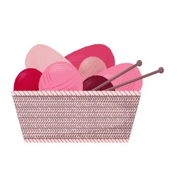 Basket with yarn Stock Illustration