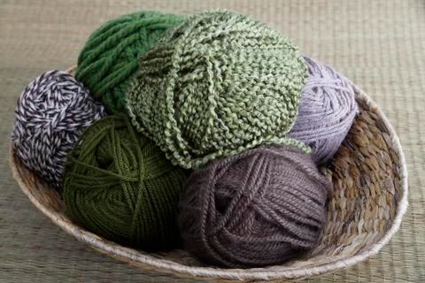 Basket of yarn Stock Photos