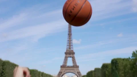 Basketball and Eiffel tower Stock Footage 249202310