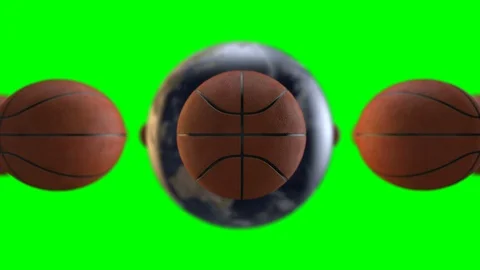 Basketball around the world loop - green background Stock Footage 85733358