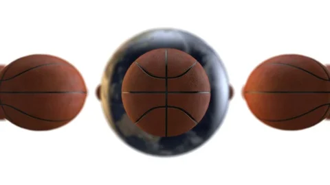 Basketball around the world loop - white background Stock Footage 85733244