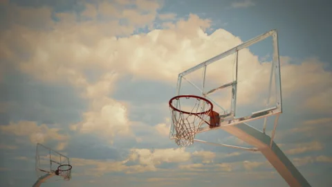 Basketball Backboards Nets Cloudy Sky Motion Background Stock Footage 224299453