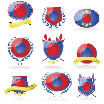 Basketball badges Stock Illustration