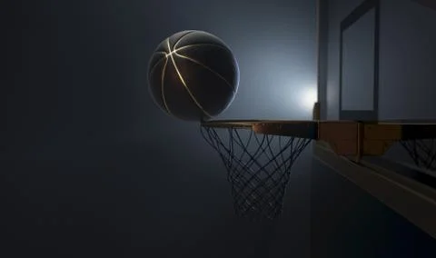 Basketball Balancing On Hoop Stock Illustration