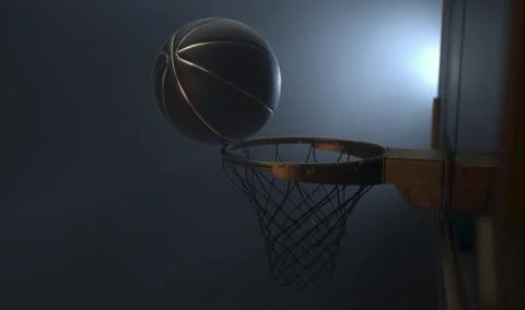 Basketball Balancing On Hoop Stock Illustration