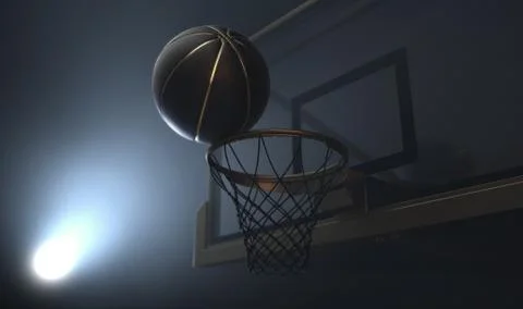 Basketball Balancing On Hoop Stock Illustration