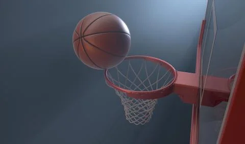 Basketball Balancing On Hoop Stock Illustration