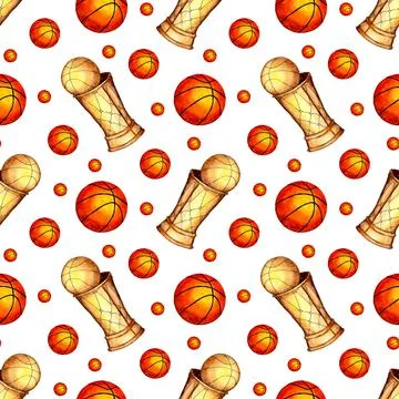 Basketball ball and cup pattern Illustrazione stock