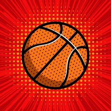 Basketball ball on comic style background. Design element for poster, card, b Stock Illustration