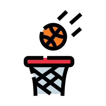 Basketball ball falling into net scoring point Stock Illustration