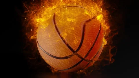Basketball ball with fire Stock Footage 317376862