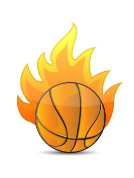 Basketball ball in fire Stock Illustration