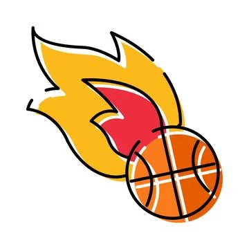 Basketball ball with flames creating dynamic motion Stock Illustration
