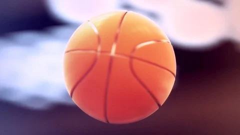 Basketball ball going through the hoop at a sports arena Stock Footage 72767280