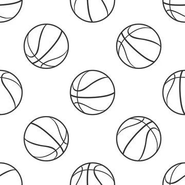 Basketball ball icon seamless pattern on white background. Sport symbol. Flat Illustrazione stock