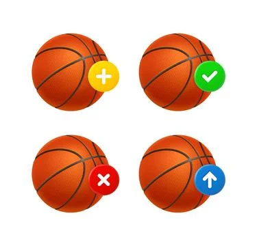 Basketball ball icon set with different pictograms. 3d vector icons set Stock Illustration