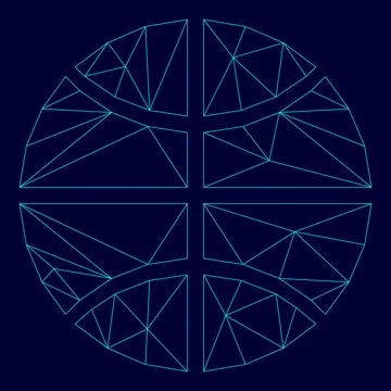 Basketball ball low poly triangulation triangulated polygonal electric cyan b Stock Illustration