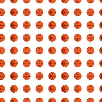 Basketball ball pattern, background. Basketball balls seamless pattern on w.. Stock Illustration