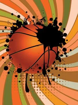 Basketball Ball on Rays Background イラスト素材