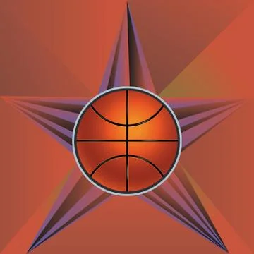 Basketball Ball on Rays Background Stockillustratie