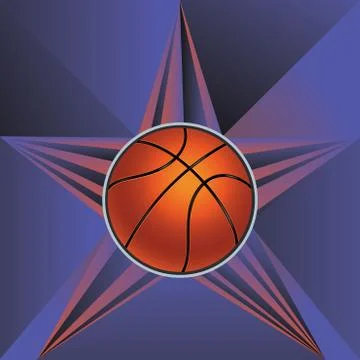 Basketball Ball on Rays Background Stockillustratie