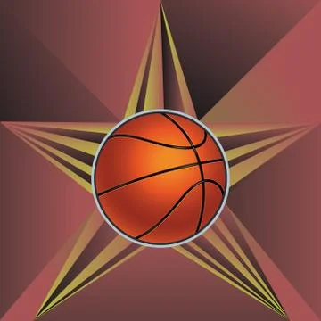 Basketball Ball on Rays Background Stockillustratie