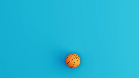 Basketball Ball Rolling in Circular Loop on Blue Background. 3D Render Animation Video stock 339275874