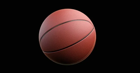 Basketball ball rotating on black background-4K Loop Ready Stock Footage
