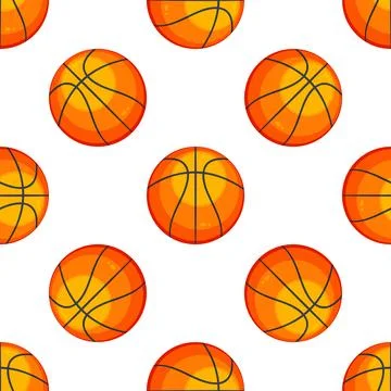 Basketball ball seamless pattern repeating sport equipment texture on white Stock-Illustration
