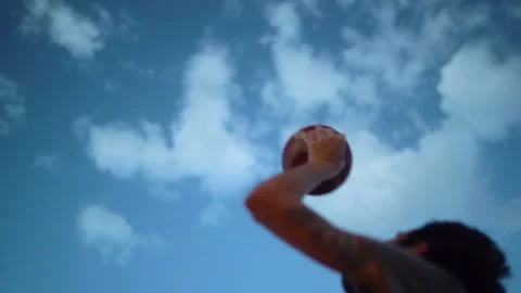 Basketball ball thrown into the sky Stock Footage 180975375