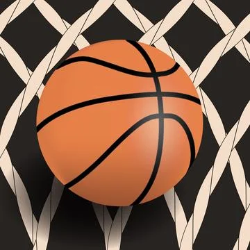 Basketball ball vector on net background. Element of sports equipment Stock Illustration