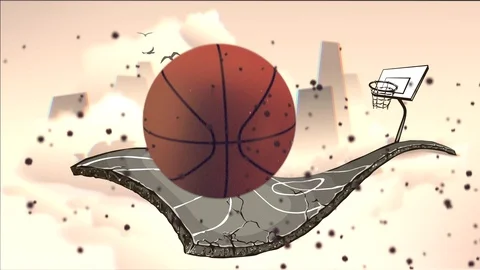 Basketball balls bouncing towards the camera 2D animated cartoon Stock Footage 89138174