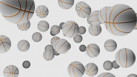 Basketball balls fly into the camera on transparent background.	Creative sports  Stock Footage 171879307