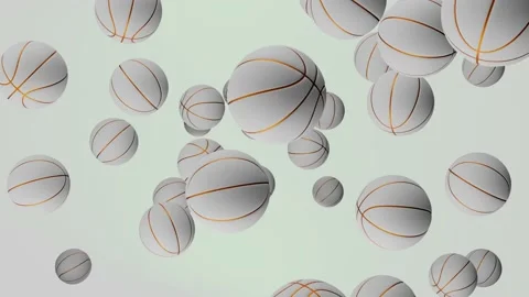 Basketball balls fly into the camera on white background. Sport concept. Stock Footage 171869288