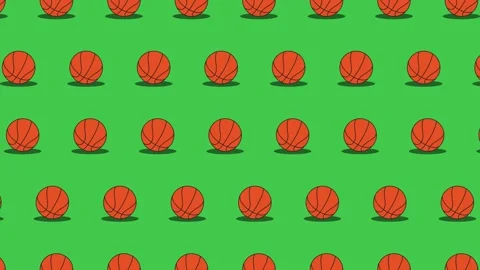 Basketball balls seamless loop pattern on a green background Stock Footage 174304435