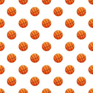 Basketball balls seamless pattern on white background Stock Illustration