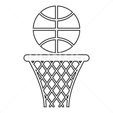 Basketball basket and ball Hoop net and ball icon outline black color  vector ~ Clip Art #107511571
