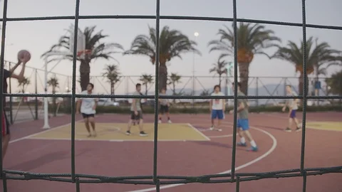 Basketball Behind The Wire Stock Footage 113880476