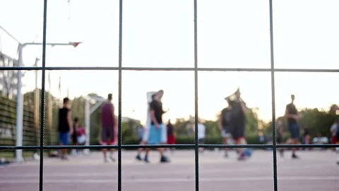 Basketball Behind The Wire Stock Footage 113881986