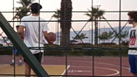 Basketball Behind The Wire Stock Footage 113883234
