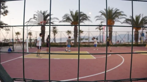 Basketball Behind The Wire Stock Footage 113883299
