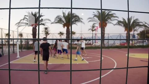 Basketball Behind The Wire Stock Footage 113884670